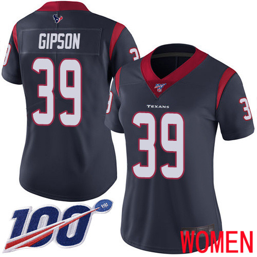 Houston Texans Limited Navy Blue Women Tashaun Gipson Home Jersey NFL Football #39 100th Season Vapor Untouchable